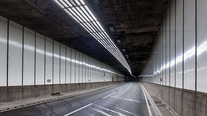 High-bay luminaires at Meir Tunnel