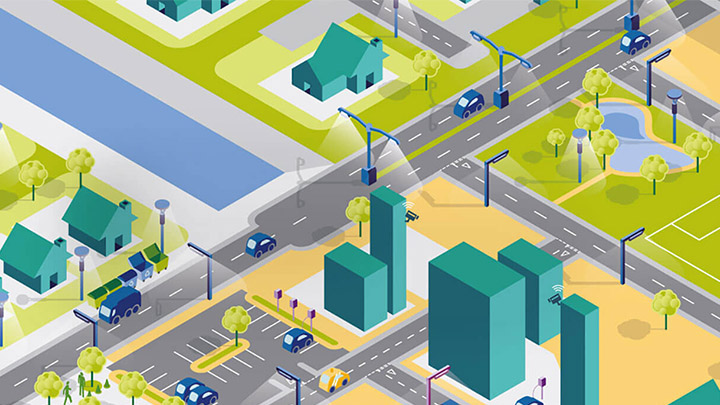 CityTouch open system city map illustration - smart city lights