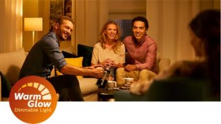 People enjoying the warm glow of a dimmed light bulb in a living room